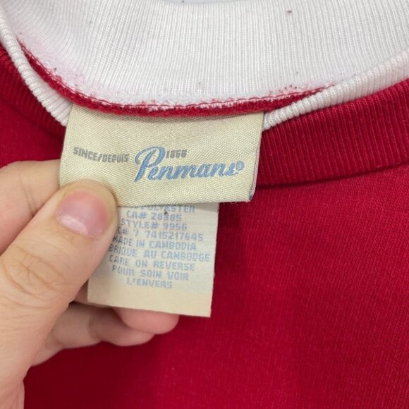 Vintage Penmans Red Crewneck Pullover red snowy Dog embroidered sweatshirt - Picture 12 of 15